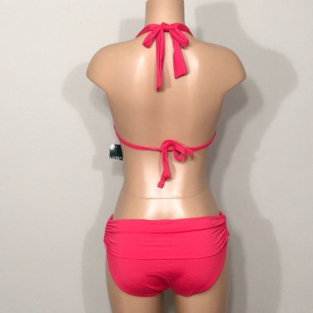 New. Lauren Ralph Lauren Raspberry bikini set.  16-top/14-bottom - Picture 6 of 12